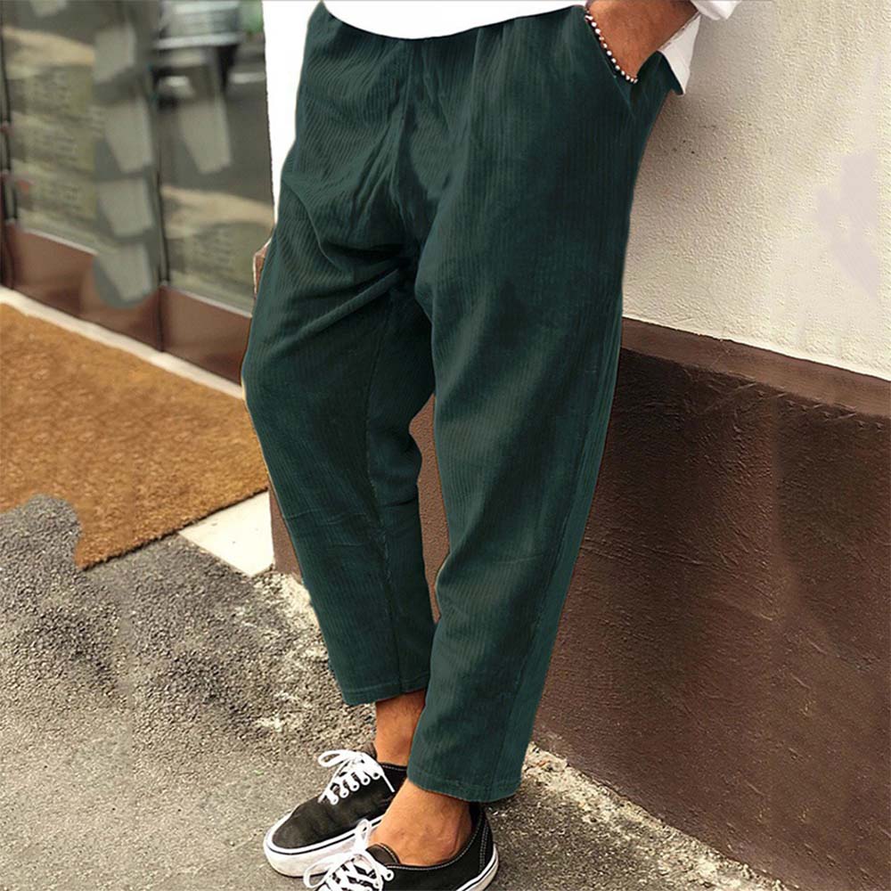 Autumn and winter new men's corduroy loose casual straight cropped pants