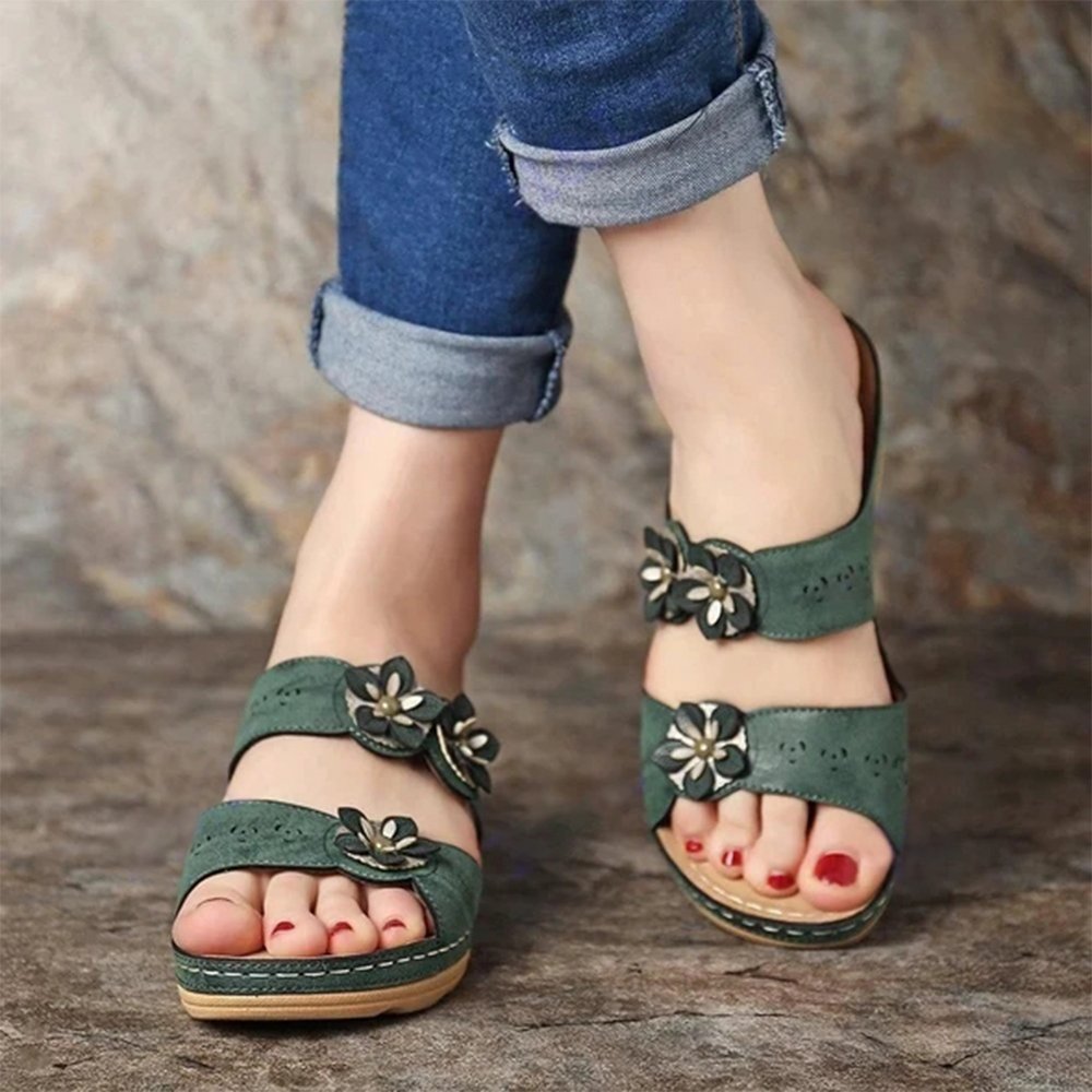 Paris Design Open Toe Fancy Flower Women Sandals