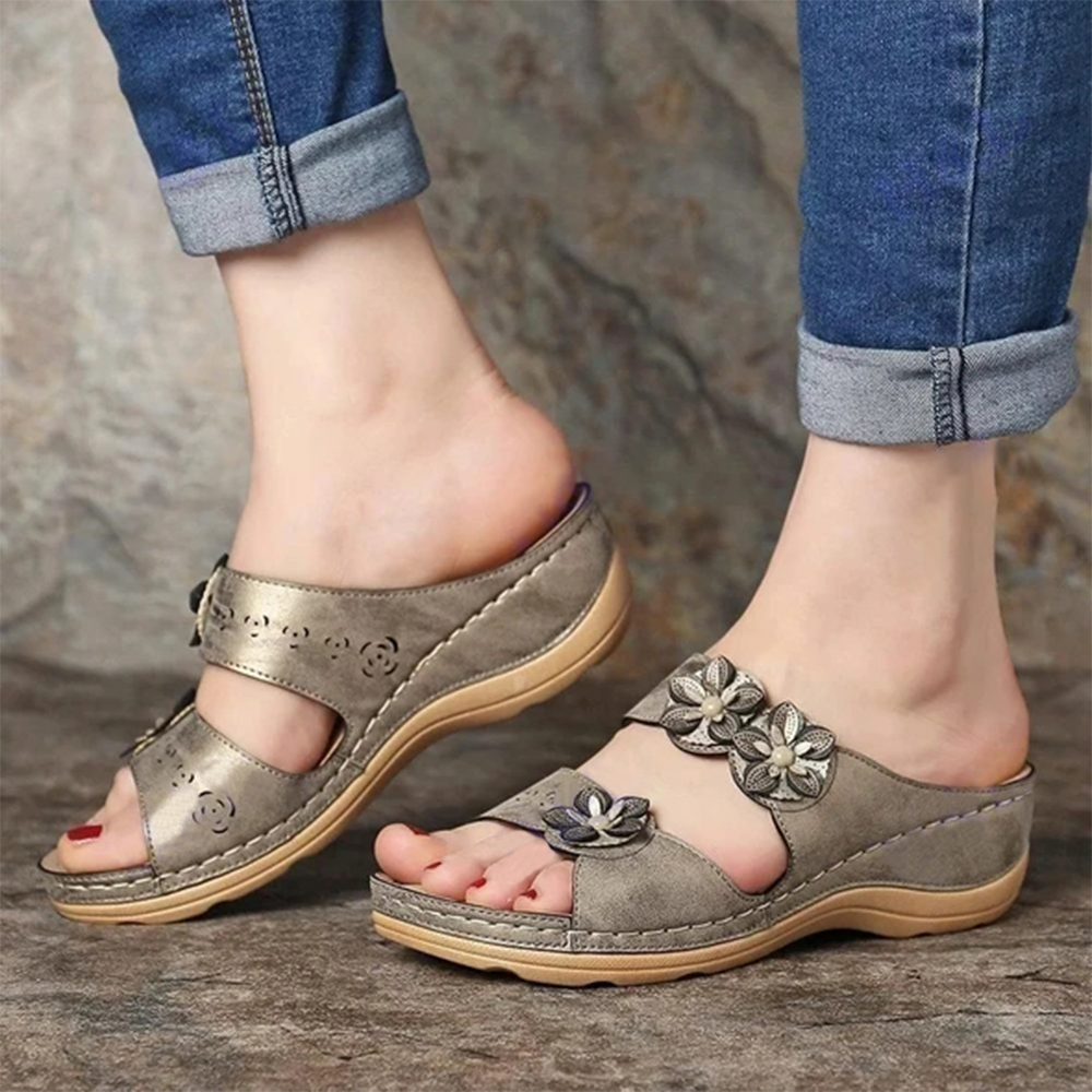 Paris Design Open Toe Fancy Flower Women Sandals