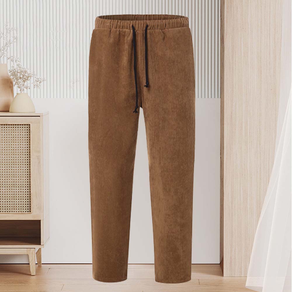 Autumn and winter new men's corduroy loose casual straight cropped pants