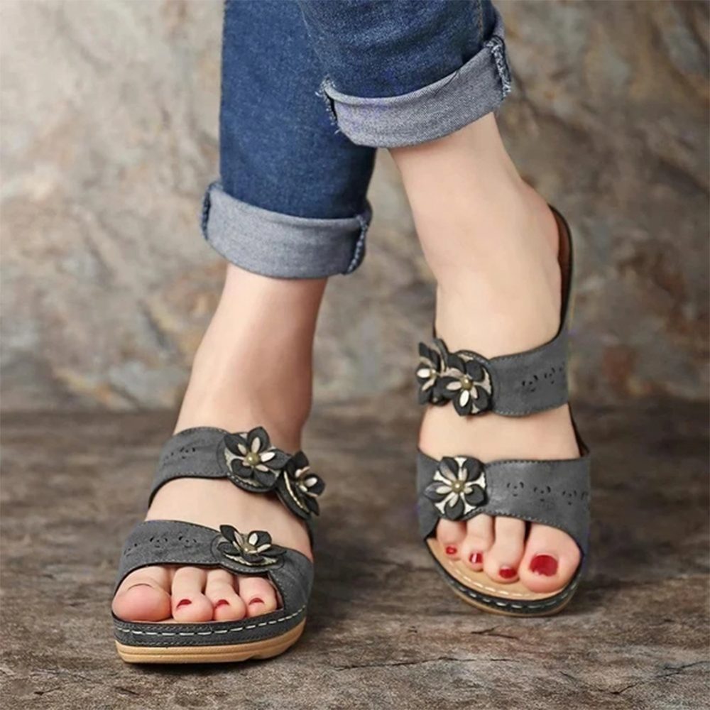 Paris Design Open Toe Fancy Flower Women Sandals