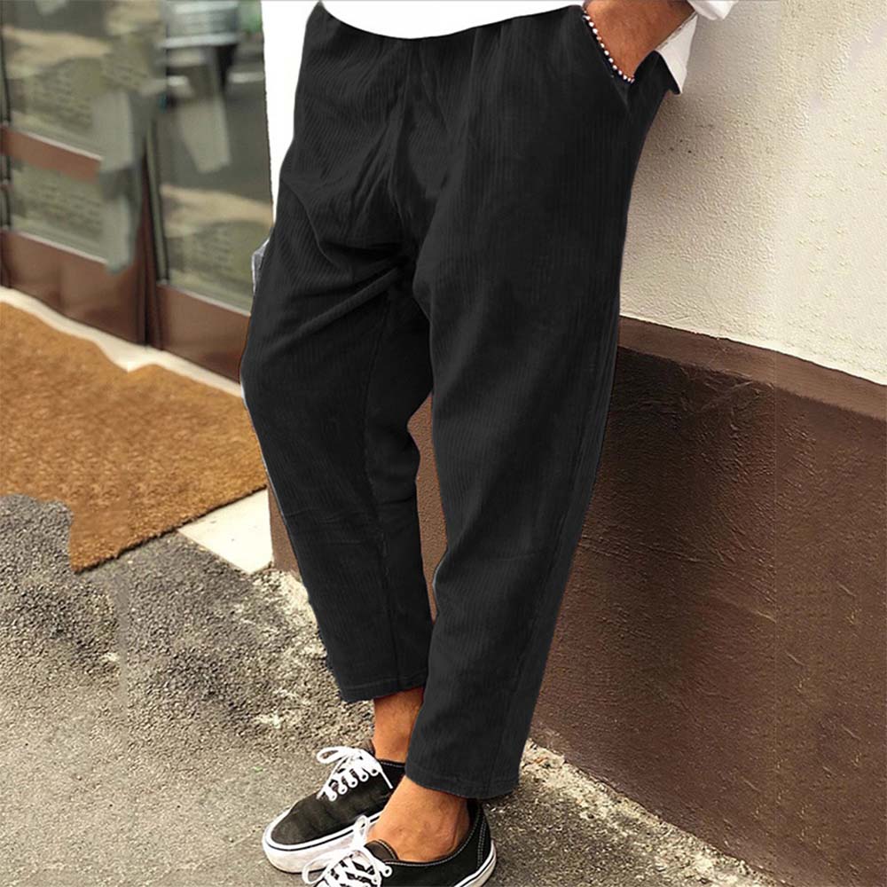 Autumn and winter new men's corduroy loose casual straight cropped pants