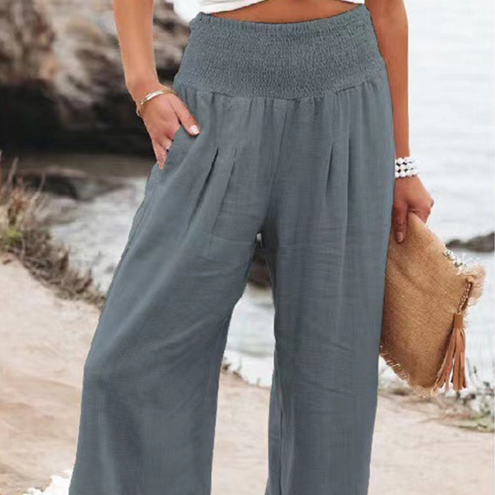 Summer new women's cotton and linen casual loose wide-leg pants