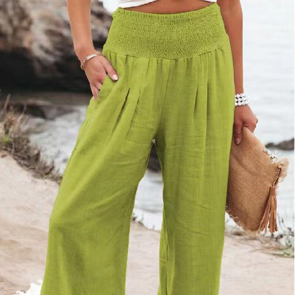 Summer new women's cotton and linen casual loose wide-leg pants