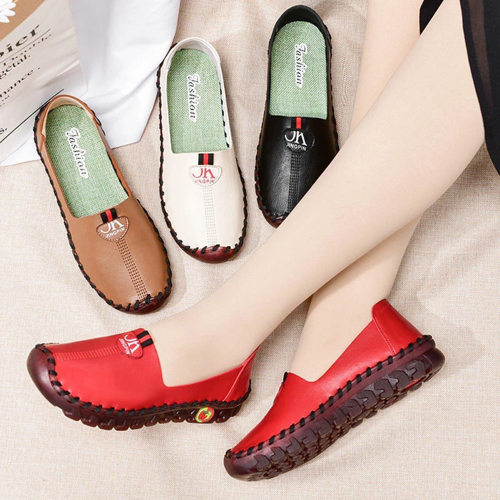 2022 Wide Fit Leather Flats Slip Ons Loafers Shoes