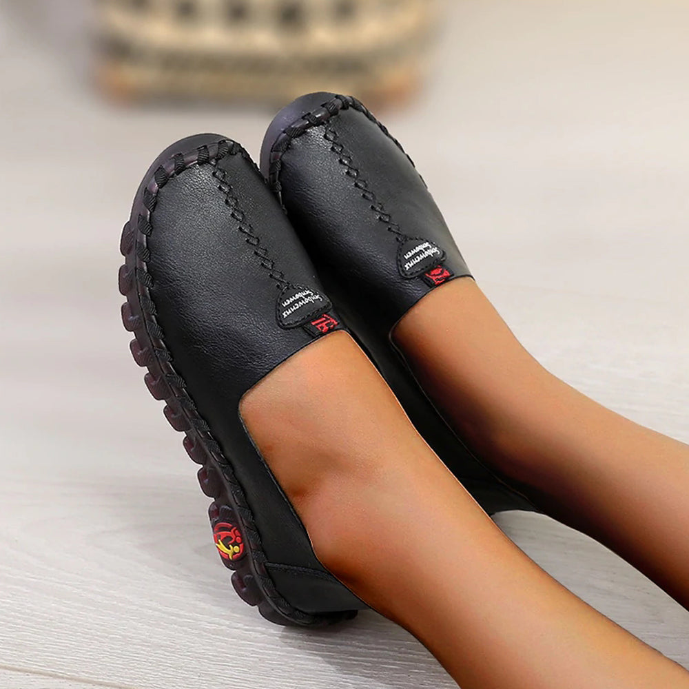 2022 Wide Fit Leather Flats Slip Ons Loafers Shoes