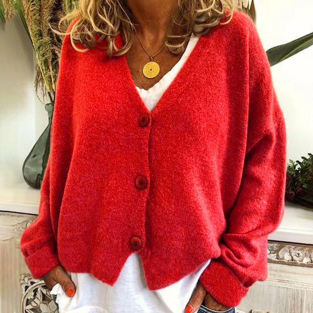 Autumn and winter women's casual loose knitted sweater cardigan