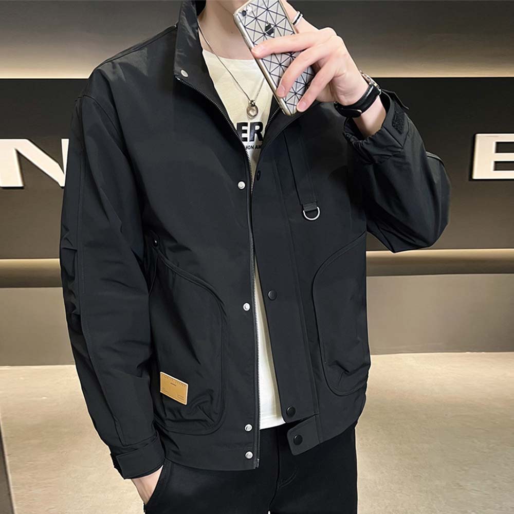 Autumn Men's Slim Stand Collar Casual Work Style Jacket