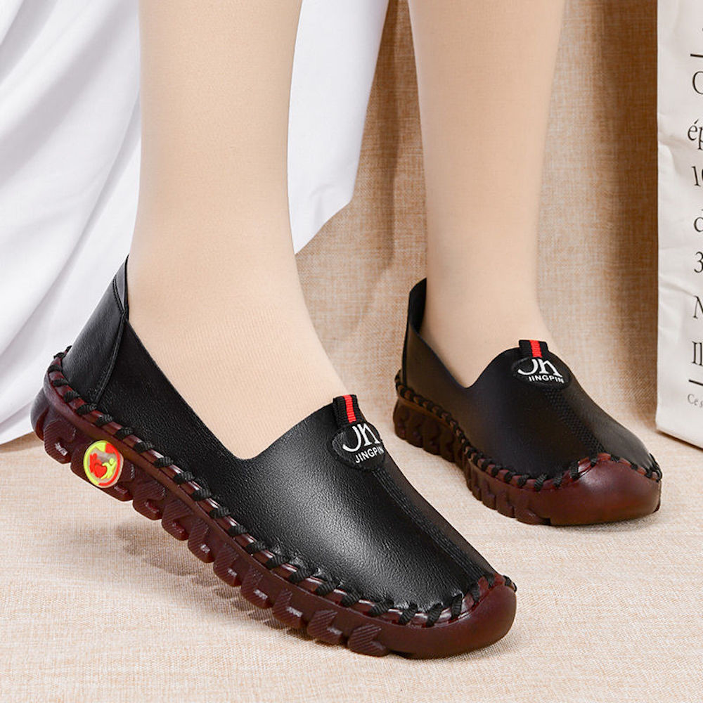 2022 Wide Fit Leather Flats Slip Ons Loafers Shoes