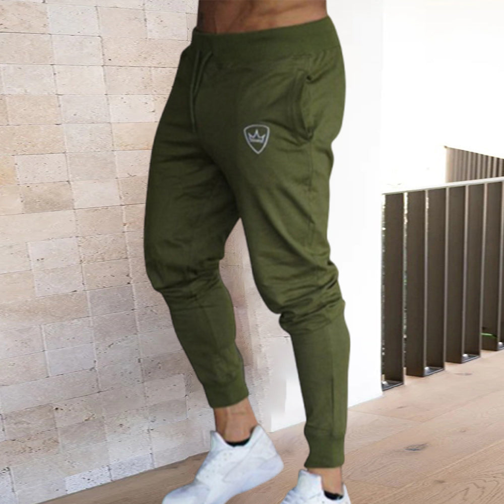 Summer Men's Casual Solid Color Drawstring Open Pocket Design Slim Pants