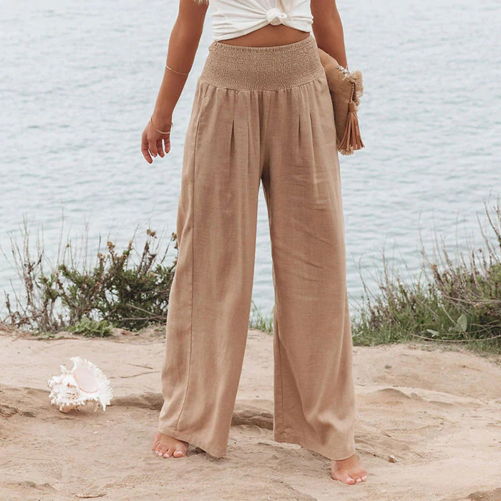 Summer new women's cotton and linen casual loose wide-leg pants